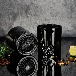 Czarne kieliszki do wina i szklanki do drinków zestaw 12 szt