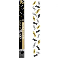 Konfetti tuba złote srebrne czarne mix 60 cm