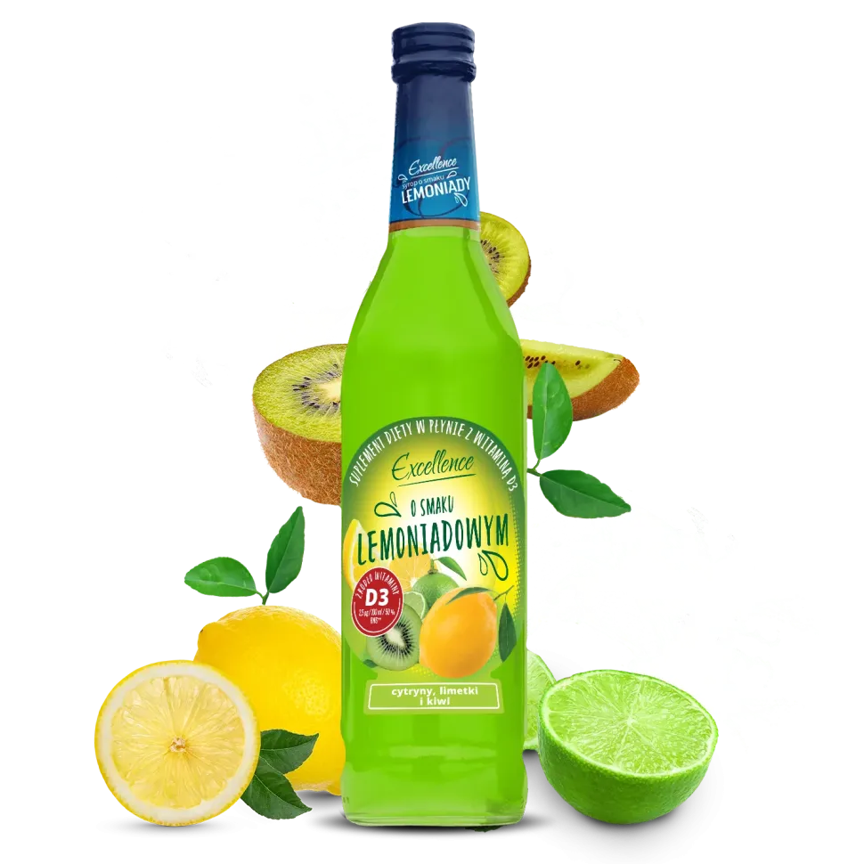 Syrop o smaku LEMONIADA CYTRYNA LIMETKA KIWI 430 ml z WITAMINĄ D3