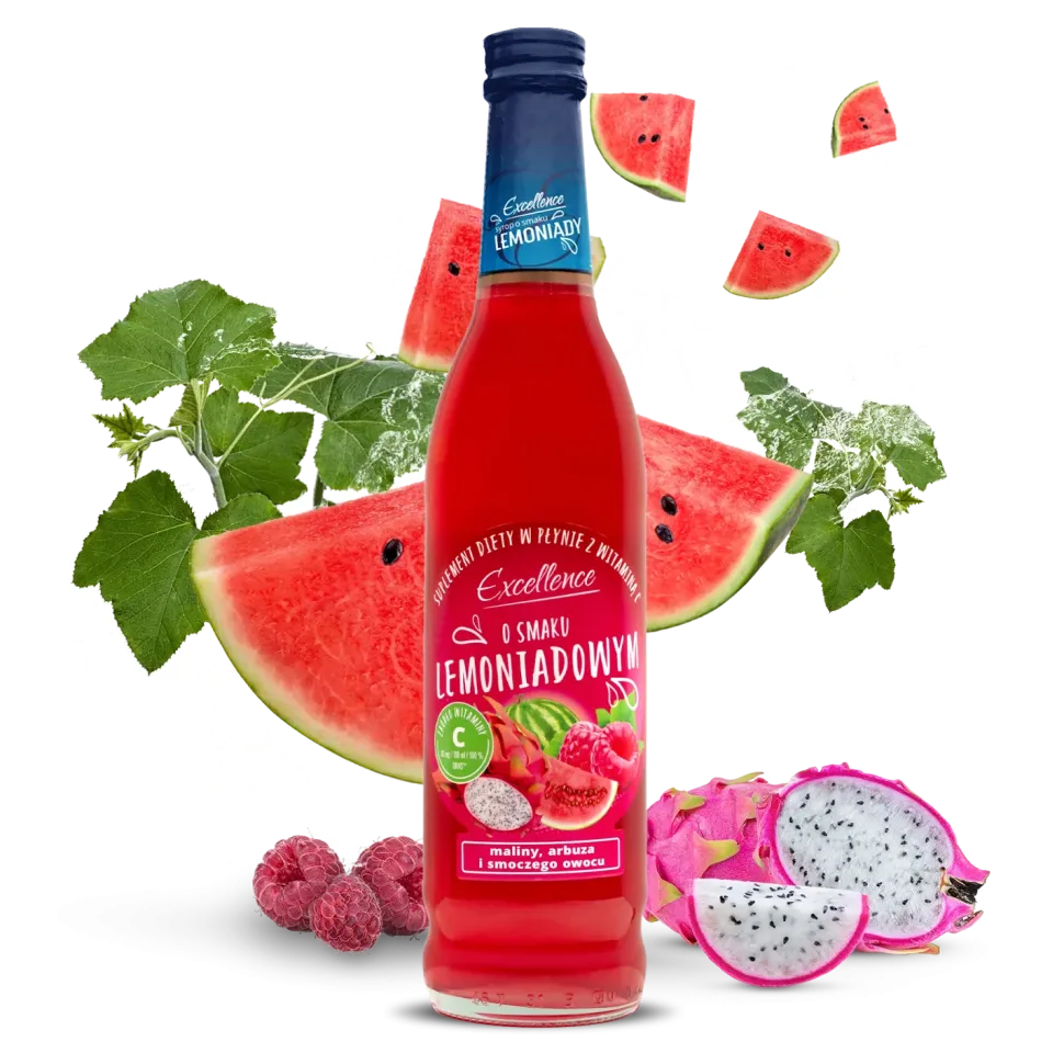 Syrop o smaku LEMONIADA MALINA ARBUZ SMOCZY OWOC 430 ml z WITAMINĄ C