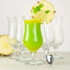 Szklanki do drinków, koktajli, zestaw 6 szklanek i 6 łyżeczek