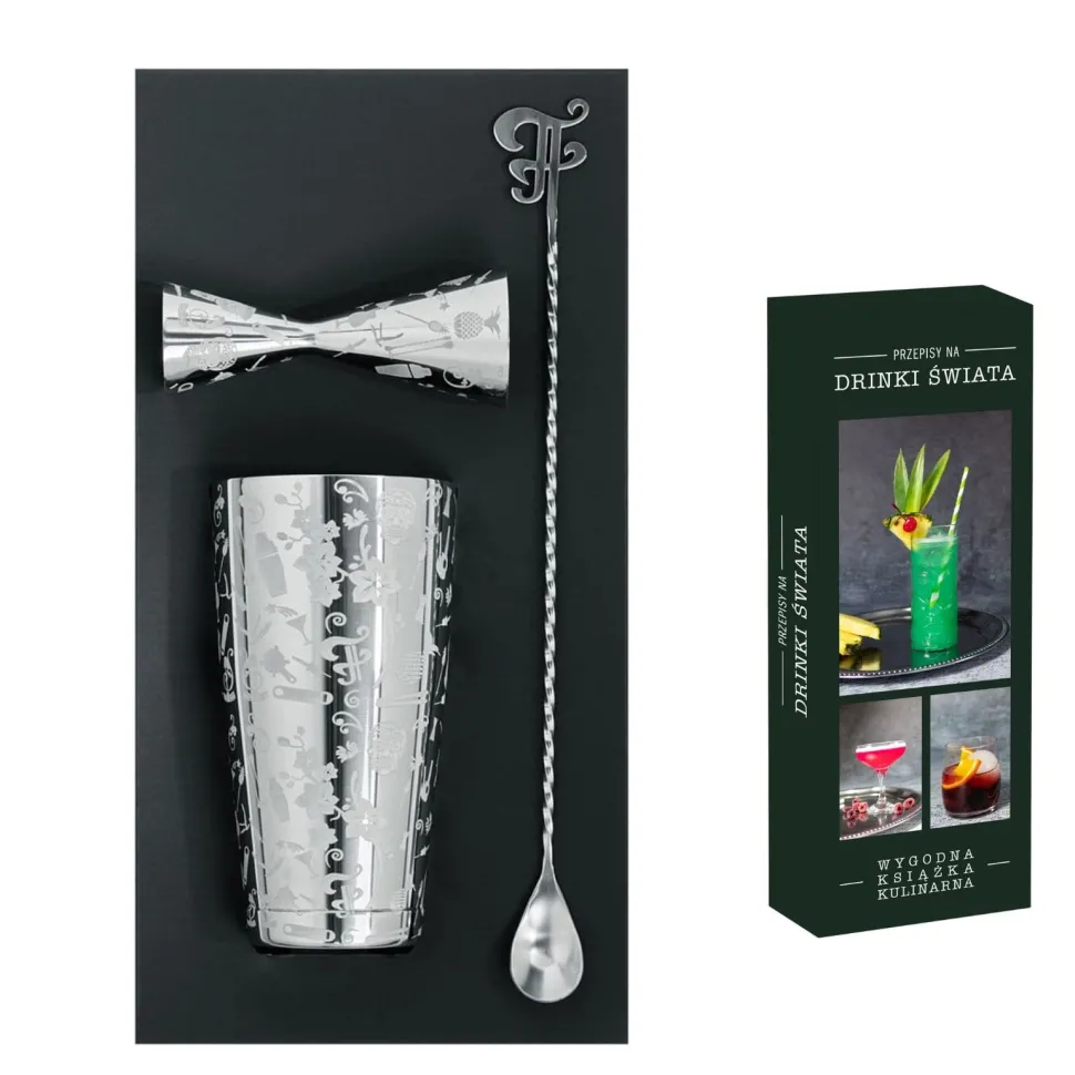 Zestaw do drinków Collabo Deluxe 3 el. i książka DRINKI ŚWIATA