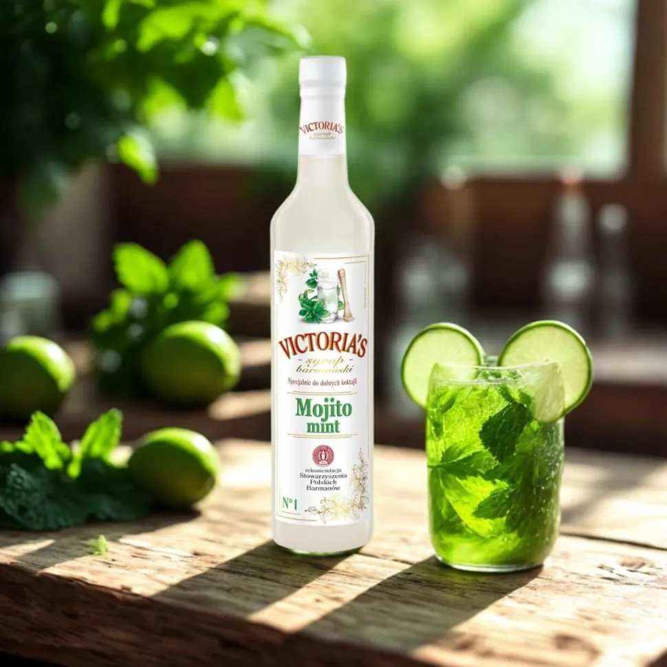 Zestaw 5 syropów Blue Curacao, Grenadina, Cukrowy, Wanilia, Mojito Mint 490 ml x 5