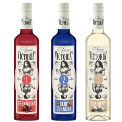 Zestaw 3 syropów Blue Curacao, Grenadina, Cukrowy 3 x 490 ml