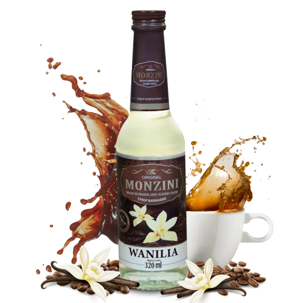 Zestaw 5 syropów do kawy Waniliowy, Kokos, Amaretto, Czekolada z rumem, Irish Cream 320 ml x 5 z miarką 50 i 25 ml