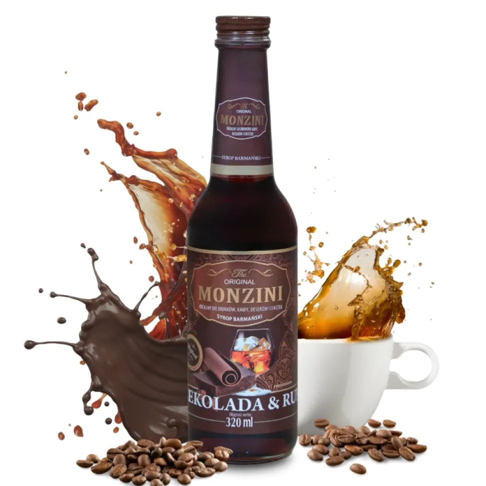 Zestaw 5 syropów do kawy Waniliowy, Kokos, Amaretto, Czekolada z rumem, Irish Cream 320 ml x 5 z miarką 50 i 25 ml